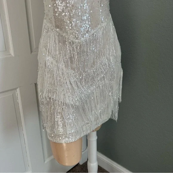 LULU’S LIMELIGHT LOVE SEQUIN FRINGE BODYCON MINI DRESS - Picture 8 of 14